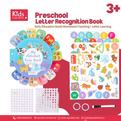 Alphabet Busy Book for Toddlers | ABC Learning Book for Kids Ages 2+ | Montessori Preschool Activity Book | Reusable Educational Quiet Book