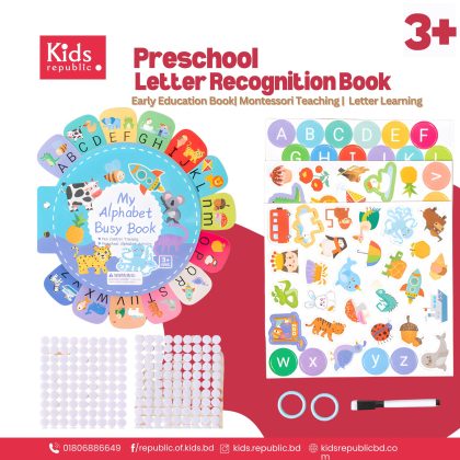 Alphabet Busy Book for Toddlers | ABC Learning Book for Kids Ages 3+ | Montessori Preschool Activity Book | Reusable Educational Quiet Book