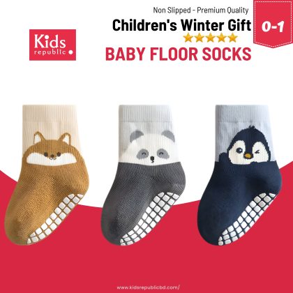 Babys Winter Socks – Soft, Warm & Anti-Slip Winter Socks (0-1 Years Old)  | 3 Pcs Set