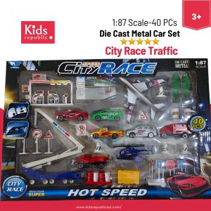 City Traffic Alloy Cars Set With Accessories -