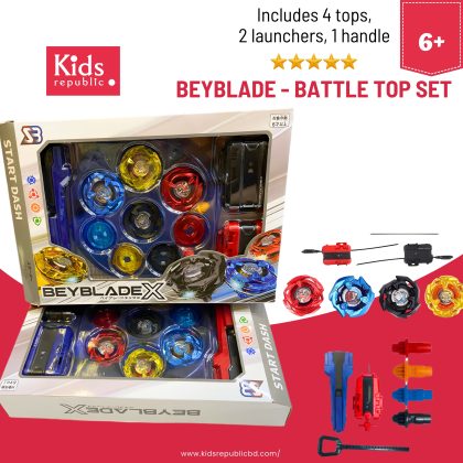 Beyblade – Battle Top Set-  Includes 4 tops,  2 launchers, 1 handle – Excluding Battle Field