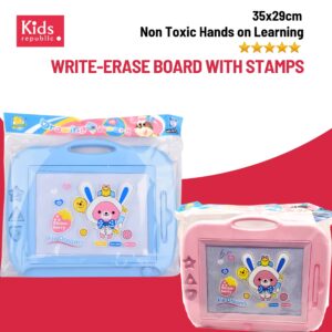 WRITE-ERASE BOARD WITH STAMPS PINK-BLUE - 34X27.5CM
