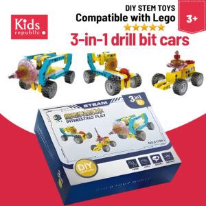Diy Stem Car toys - Boxed-3-in-1 drill bit car [72 particles]