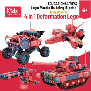 Kaizhi Sci-Fi Military Mech 4-in-1 Shadow Blade Dual Cannon Tank Anti-aircraft Cannon Storm Fighter Assembly Building Block Toy - 6+