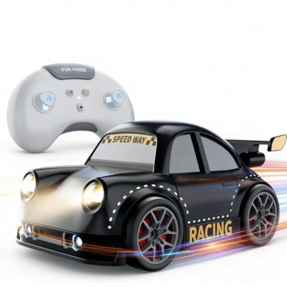 Mini Dream Racing RC Car for Kids, Remote Control Sports Racing Car with LED Lights, High Speed Mini Drift Toy Car for Boys Girls Indoor Outdoor Play (Black)
