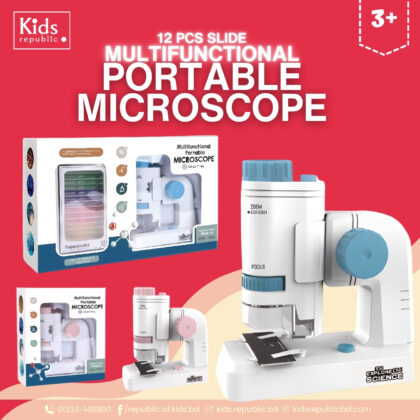 Kids Microscope With Stand + 12 Slides  (Blue Color)