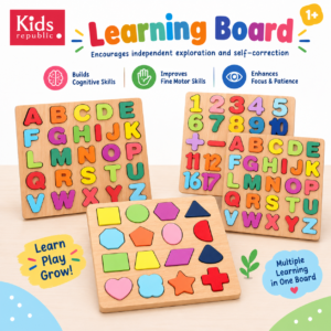 3 Montessori Learning Board Combo | ABC, 123 & Shape Puzzle | Age 1+
